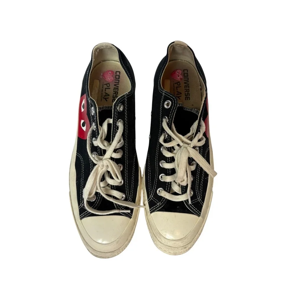 Converse x Comme des Garcons PLAY Chuck 70 Low Top Black Red Heart Sneakers 11.5